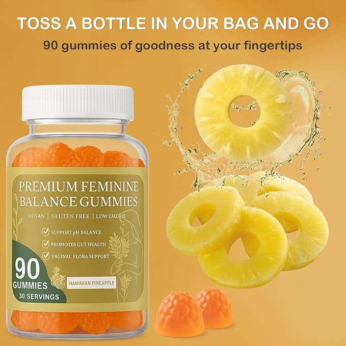 MATOP Premium Feminine Balance Gummies for Women - pH Balance Vaginal Probiotic Hawaiian Pineapple Gummy Vegan Gluten-Free Wellness 90 Gummies - 30 Servings