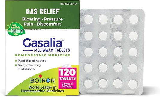 Boiron Gasalia Tablets for Relief from Gas Pressure, Abdominal Pain, Bloating, and Discomfort - 120 Count (2 Pack 60)