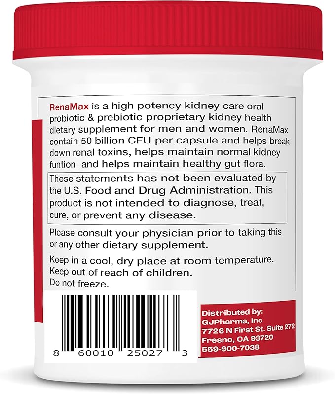 Capsule Kidney Restores & Kidney Care Supplement - Probiotic & Prebiotic Supplement to Support Normal Kidney Function - 50 Billion CFU per Capsule - Made in U.S.A (180 Caps (2 Pack))