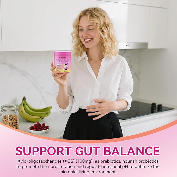 Women's Probiotic Gummies, Feminine Care Probiotic Gummies with Slippery Elm, Prebiotics & Lactobacillus Blend- for Gut Health, Women's Wellness, pH Balance, and Intimate Support