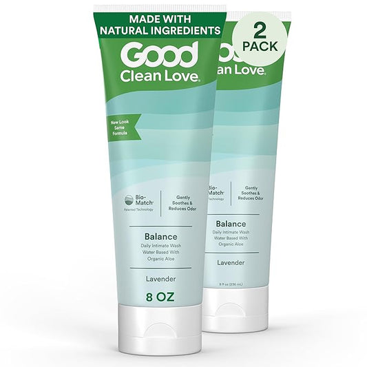 Good Clean Love Balance Feminine Wash, pH-Balanced Vaginal Moisturizer Cleanser for Women with Natural Ingredients, Gentle Cleansing Feminine Care Product, Reduces Vaginal Dryness & Odor,8 Oz (2-Pack)