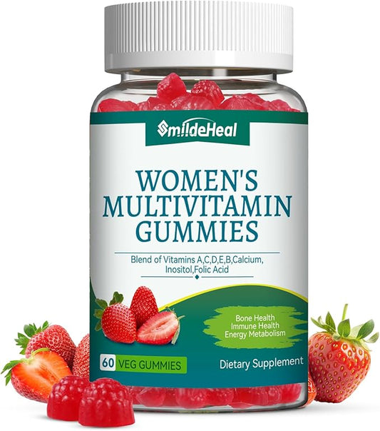 Women's Multivitamin Gummies, Vitamins A, C, D3, E, K, B12, Calcium, Biotin, Folic Acid, Inositol, Multivitamin for Women for Daily Nutritional Support, 30 Day Supply - 60 Count