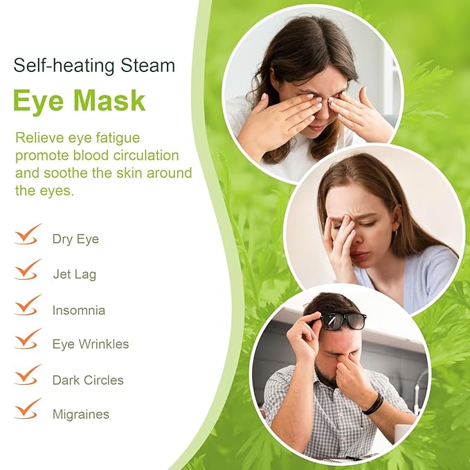 10 Packs Steam Eye Mask, Wormwood Steam Eye Masks Disposable, Self-Heating Relief Heated Eye Mask for Fatigue, Perfect for Home, Sleep, Spa & Travel