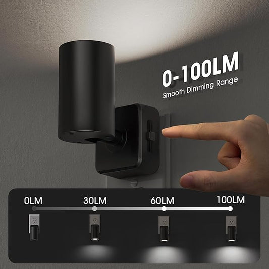 Briignite Night Lights Plug into Wall, 320° Rotating Night Light Plug in, 2Pack, Dusk to Dawn Sensor, 1W Dimmable Led nightlight Daylight White Spot Light for Bedroom, Kids Room, Bathroom