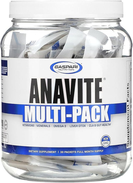 Gaspari Nutrition Anavite, Full Spectrum Multi-Vitamin Packs, Anavite Multivitamins, CLA, Omega 3s, Proven Gut, and Proven Liver Detox, All in 1 (30 Servings, 5 in 1 Multivitamin Pack)