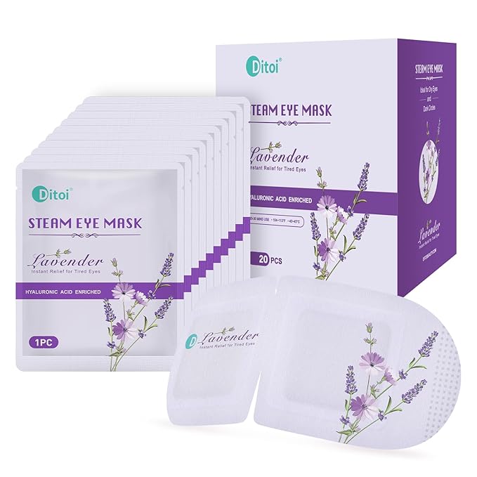 Eye Mask, Rich Hyaluronic Acid Heated Eye Masks for Sleep,Disposable SPA Warm Eye Compress for Dry Eyes,Dark Circles,Puffiness,Self Care,Travel Essentials 20 Packs (Lavender)