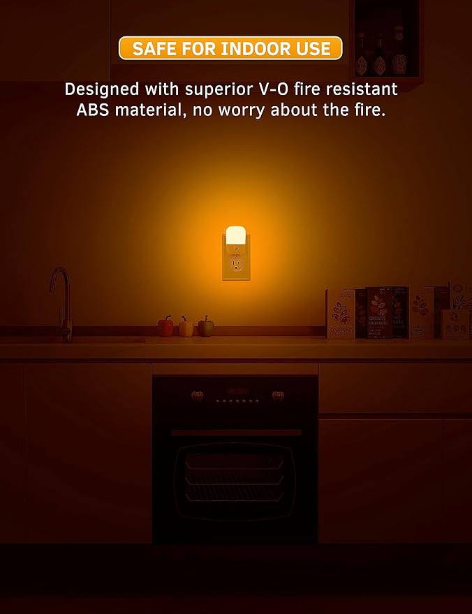 LOHAS Amber Night Light, LED Night Light Plug into Wall with Light Sensor, Diffused Light, Energy Efficient, Sleep Aid No Blue Light for Nursery, Bedroom, Hallway, Stairs, Kids Room, 2 Pack