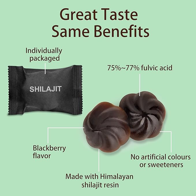 Shilajit Gummies for Men and Women I 4000mg Pure Himalayan Shilajit I 75%+ Fulvic Acid I Ashwagandha and 6+ Natural Ingredients I Non-GMO and No Added Sugar I 60 Count - BlackBerry Flavor
