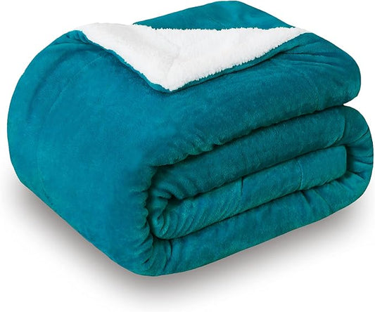 SOCHOW Sherpa Fleece Throw Blanket, Double-Sided Super Soft Luxurious Plush Blanket Throw Size, Teal Green, 50x60 inches