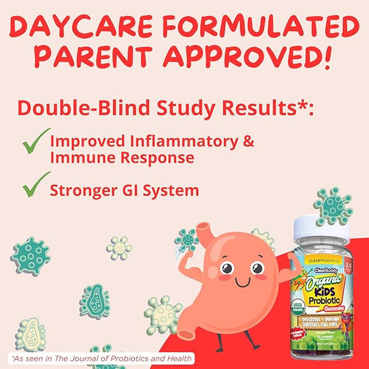 Kids Probiotics Gummies – Daycare Formulated Immunity Gummies - Immune System Boost & Improved Regularity - Plant-based Organic, 2.5 Billion CFU - DE111 Bacillus Subtilis - Strawberry – 1 Month Supply