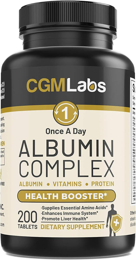Once A Day Albumin Complex - Whey Protein, Royal Jelly, Essential Amino Acids - 200 Chewable Tablets