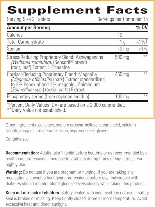 Integrative Therapeutics Cortisol Manager - Adrenal Health Support Supplement for Healthy Stress Response* - Vegan, Dairy-Free & Gluten-Free - 30 Tablets (15 Servings)