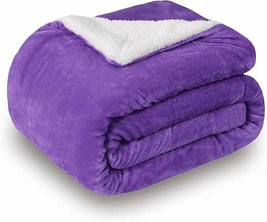 SOCHOW Sherpa Fleece Throw Blanket, Double-Sided Super Soft Luxurious Plush Blanket Twin Size 60 inchx80 inch, Purple