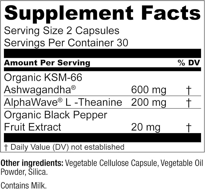 Live Conscious KSM-66 Ashwagandha Supplement w/L Theanine & AlphaWave - ZenWell Everyday Stress Relief, Cognitive, Brain Health - Ashwagandha for Men & Women - 60 Capsules
