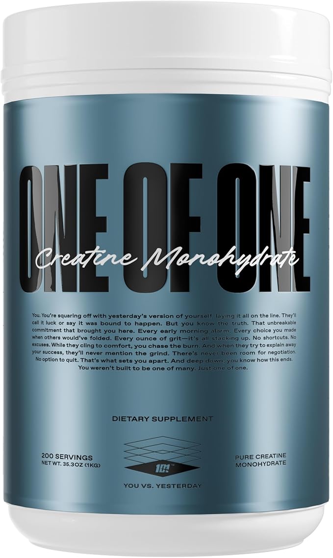 ONE of ONE Creatine Monohydrate Powder – Pure Micronized Creatine for Muscle Growth, Strength & Recovery – Unflavored, No Fillers, Keto & Vegan-Friendly – Unflavored, 200 Servings