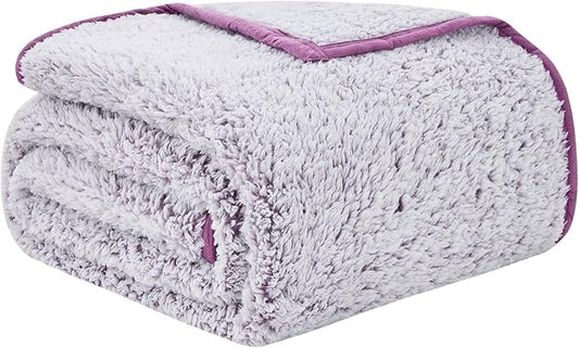 EMME Fleece Twin Blanket, 60x80in, Plush Purple, Soft, Lightweight, Reversible, Warm