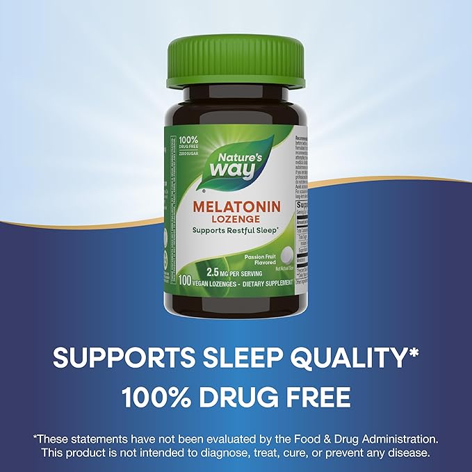 Nature's Way Melatonin Lozenge, Sleep Support*, 2.5 mg, 100 Vegan Lozenges