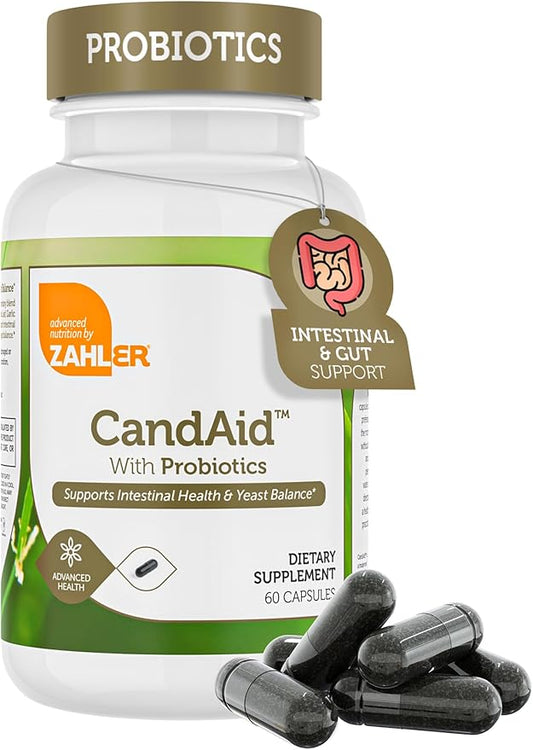Zahler - CandAid Cleanse Digestive Health Supplement with Probiotics for Women & Men - Daily Adults, Men & Women Probiotic for Gut Health & Overgrowth - Kosher (60 Capsules)
