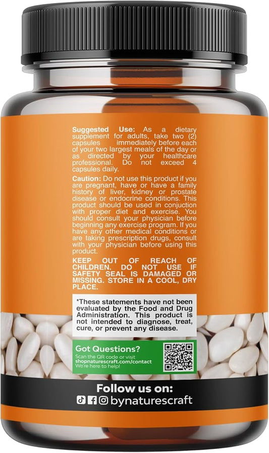 White Kidney Bean Extract Carb Blocker - White Kidney Beans Supplement for Metabolism Boost & Ease Calories from Starchy Food - Carb Control Supplements - 60 Capsules