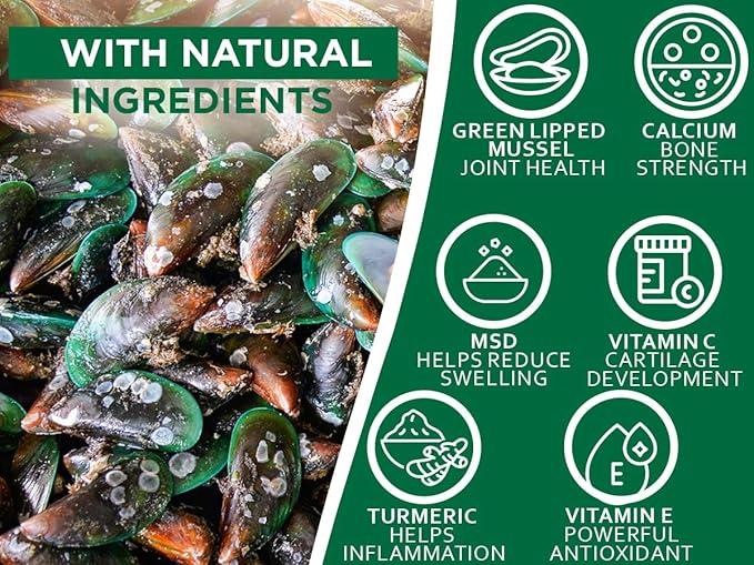 Green Lipped Mussel for Dogs – 1325mg High Strength Hip & Joint Supplement for Dogs with Omega-3 – Supports Dog Joint Health, Mobility & Vitality – 90 Dog Joint Supplements Tablets