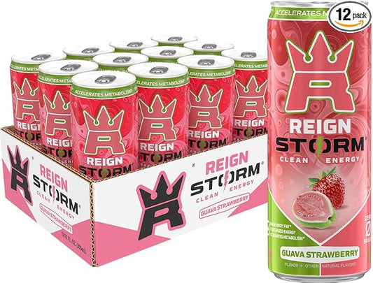 REIGN Storm, Guava Strawberry, Fitness & Wellness Energy Drink, 12 Fl Oz (Pack of 12)