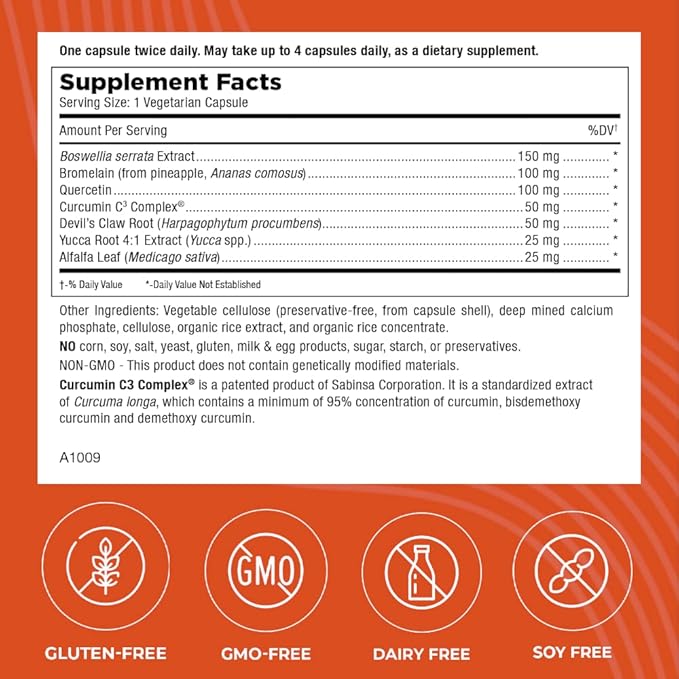 Mt. Angel Vitamins - InFlamEze, Boswellia, Curcumin, Quercetin, Bromelain (60 Vegetarian Capsules)