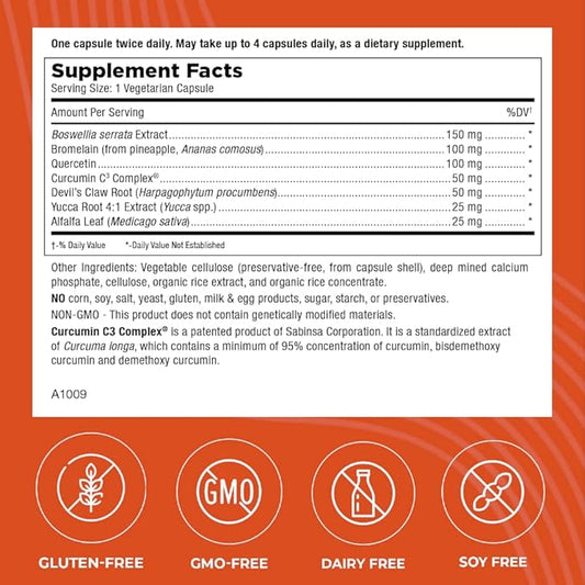 Mt. Angel Vitamins - InFlamEze, Boswellia, Curcumin, Quercetin, Bromelain (60 Vegetarian Capsules)