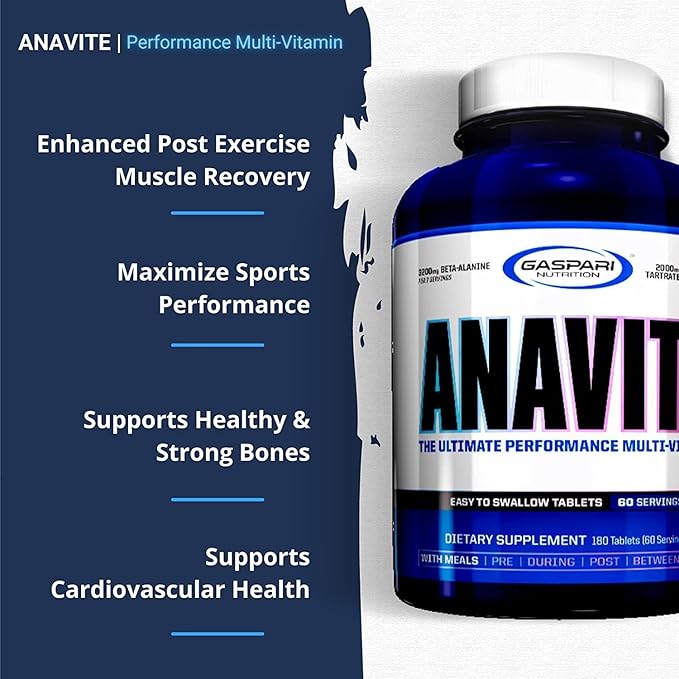 Gaspari Nutrition Anavite, Full Spectrum Multi-Vitamin Packs, Anavite Multivitamins, CLA, Omega 3s, Proven Gut, and Proven Liver Detox, All in 1 (30 Servings, 5 in 1 Multivitamin Pack)
