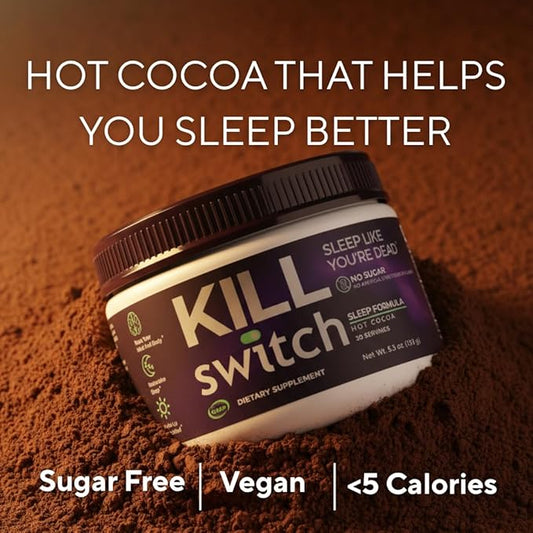 Killswitch Sleep Aid for Adults – Fall Asleep Fast & Wake Refreshed, Sugar-Free Hot Chocolate Supplement - Magnesium, Tart Cherry, L-Theanine & More for Restful Sleep, 30 Servings, Made in USA