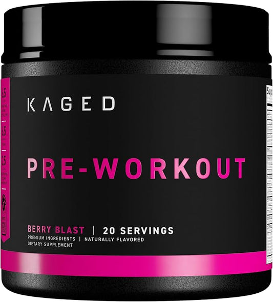 Kaged Original Pre Workout Powder | Berry Blast | Pre-Workout with Creatine, Beta Alanine, L-Citrulline, BCAAs | 274 mg Organic Caffeine | Pre Supplements for Men & Women | 20 Servings