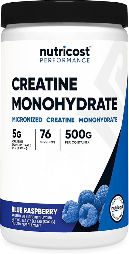 Nutricost Creatine Monohydrate Powder 500G (Blue Raspberry) (Pack of 2)