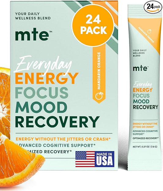 MTE Healthy Energy Drink Powder for Focus & Productivity | No Sucralose | No Caffeine | Nootropic Energy | Adaptogenic