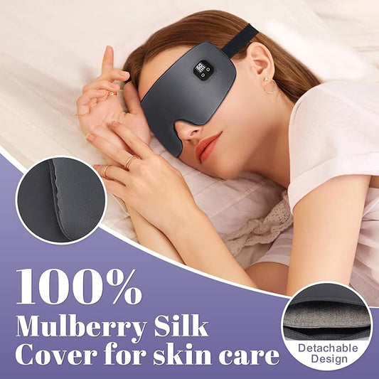 Aroma Season Silk Heated Eye Mask Cordless, 1500mAh Warm Eye Compress for Dry Eyes, Blepharitis, 4 Time Levels and 4 Temperature Settings, Washable (Dark Gray)