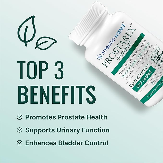 Approved Science Prostarex - Prostate Supplement - Saw Palmetto, 1200mg Beta-Sitosterol, Bioperine - 270 Capsules - 3 Month Supply