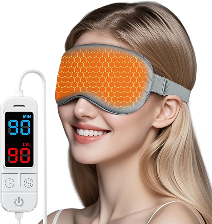Heated Eye Mask for Dry Eyes, USB Warm Compress with Temperature & Timer Control, Electric Eye Heating Pad for Stye, Chalazion, Blepharitis, MGD, Puffiness, Dark Circles & Eye Strain Relief