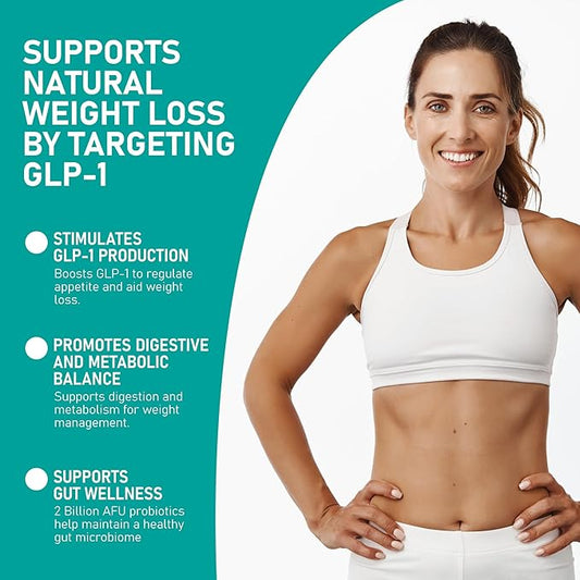 GLP-1 Booster Weight Loss Support Probiotic Prebiotic Supplement - Increases GLP1 Production Activate Natural GLP 1 with Akkermansia Muciniphila - Gut Health & Fat Burn Support for Women Men