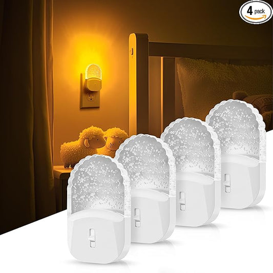 DORESshop Led Night Lights Plug into Wall, 4 Packs Amber Dimmable Dusk to Dawn Night Light for Bedroom, Kids Room, Bathroom