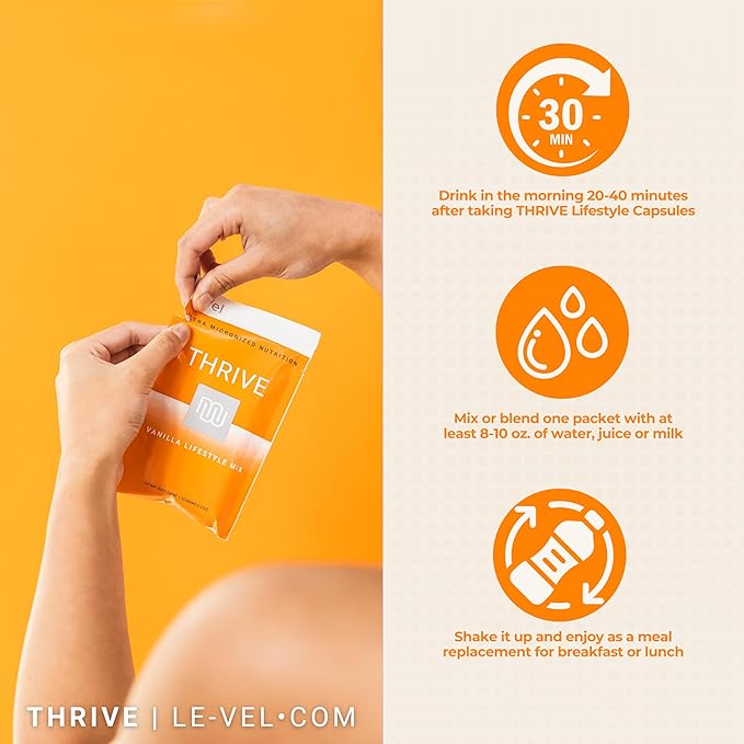 Thrive Protein Shake | 16 Packets (35g Each) | Gluten-Free, Pea Protein, Probiotics, Fiber & Digestive Enzymes | Supports Lean Muscle (16 Packets (Single Servings), Vanilla)
