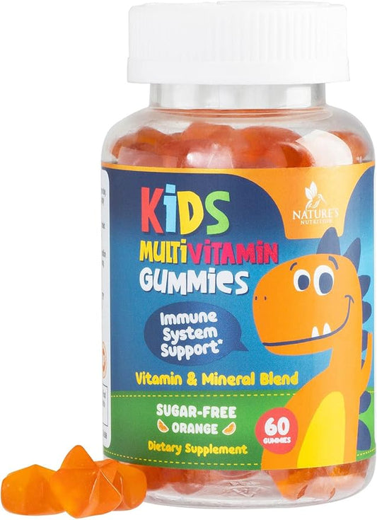 Multivitamin for Kids Gummies - Vitamin D3, C, B12, B6, A & Zinc, Daily Children Vitamins for Immune Support, Sugar-Free, Chewable Multivitamin Gummy for Toddlers & Kids, Orange Flavor - 60 Gummies