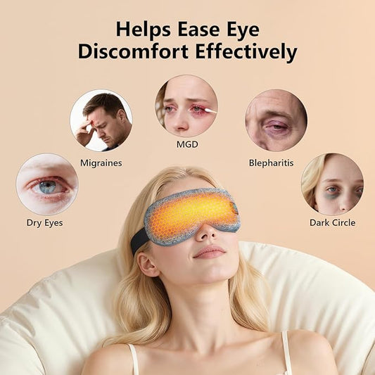 Heated Eye Mask Cordless for Dry Eyes with Replaceable Shell,Buit-in 1000mAh Battery, Eye Relief, Improved Sleep, Light Blocking Warm Eye Compress Washable Eye Heating pad for Travel Family,Best Gift