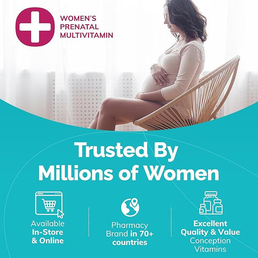 Conceive Plus Prenatal Vitamins for Women Supplement - Multivitamin With Folic Acid for Pregnancy Vegan, Choline, Iron - Pre Natal Vitamins DHA, Non GMO - Maternity Vitamin for Brain & Eye 60 Capsules