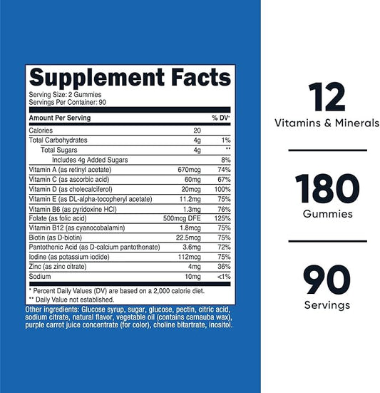 Nutricost Multivitamin Gummies, 180 Gummies (Mixed Berry Flavored) - 90 Serv, Gluten Free, Non-GMO and Vegetarian Friendly