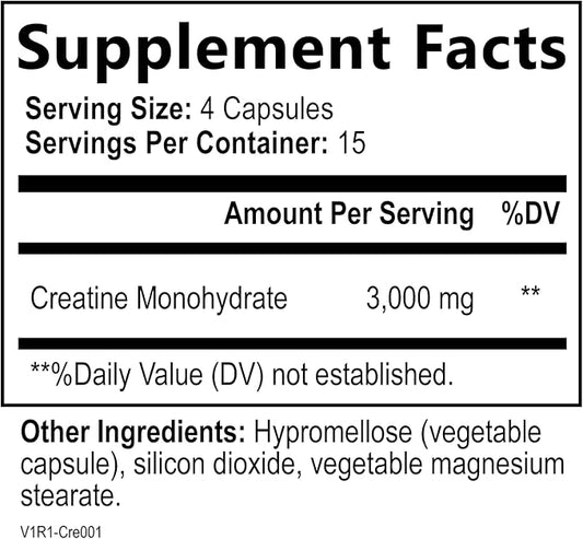 Built by Nature Creatine Monohydrate Pills - Micronized Creatine Supplement for Men & Women - Muscle Strength, Energy, Endurance, and Recovery - Gluten-Free, Vegan, Non-GMO - 60 Capsules