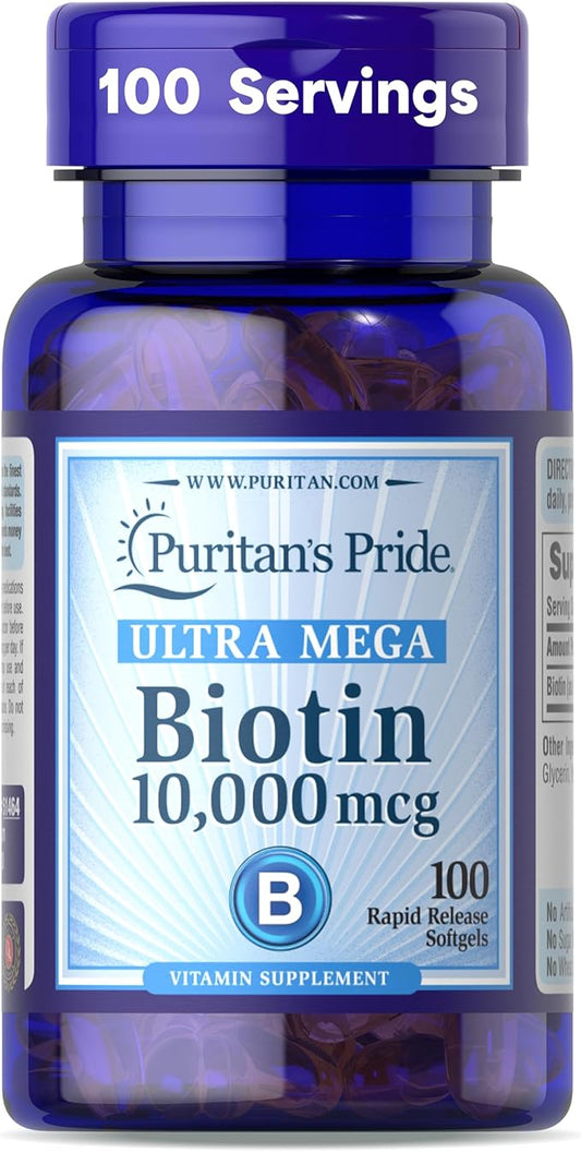 Puritan's Pride Biotin 10,000 mcg 50 Softgels