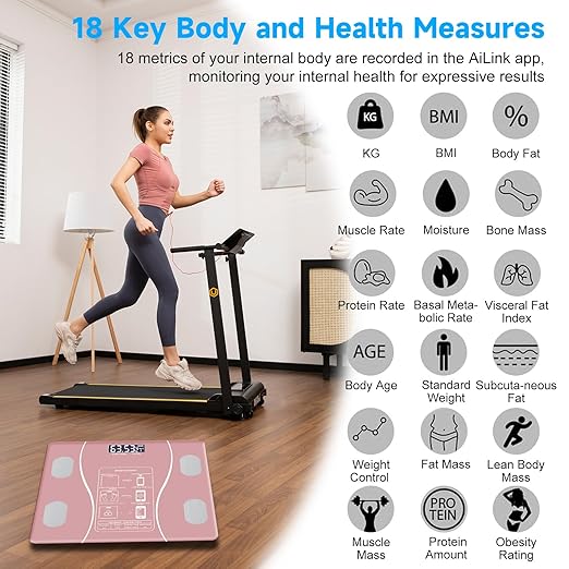 Intelligent Body Fat Scale, a Simple and Practical Digital Scale That can be Connected to a Mobile Digital Bathroom Scale to Display BMI, Body Fat, Muscle Mass, and Durable Weight Scale (Pink)