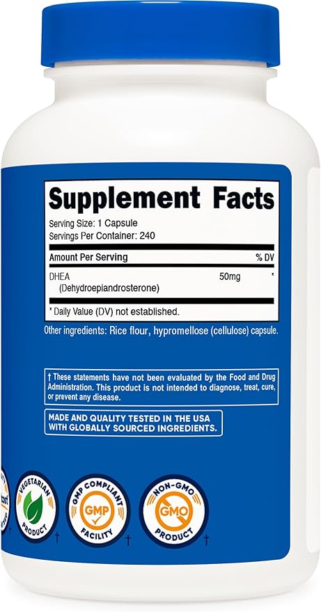 Nutricost DHEA 50mg, 240 Capsules - Gluten Free, Soy Free, Non-GMO, Supplement