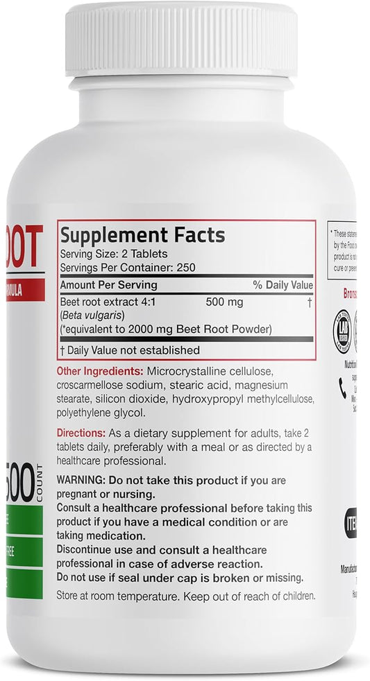 Bronson Beet Root Extra Strength, Non-GMO, 500 Vegetarian Tablets