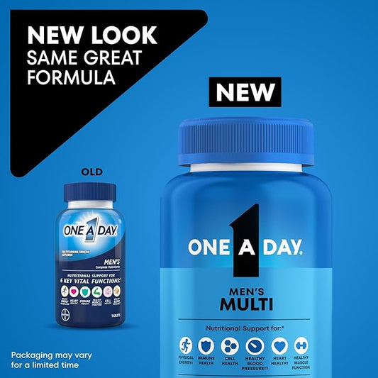One A Day Multivitamin for Men - Daily Mens Multivitamins with Vitamin D, Zinc, Folic Acid, and B Vitamins, Physical Energy Support, 200 Ct (Packaging May Vary)