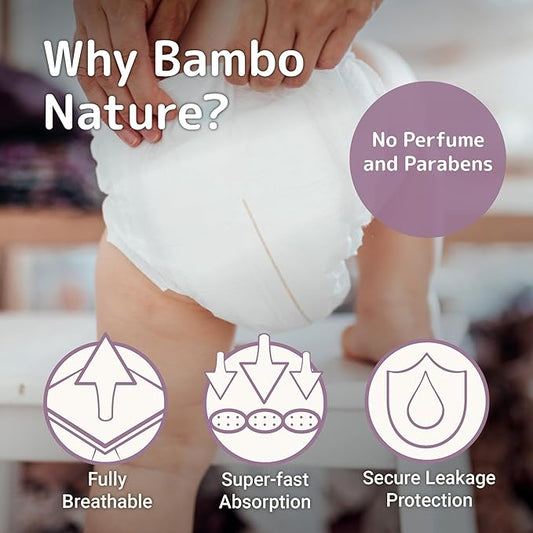 Bambo Nature Hypoallergenic Baby Diapers, Eco-Labelled Sustainable Diapers, Enhanced Leakage Protection, Totally Chlorine-free, Skin Friendly, and Super Absorbent - Size 3 (174 Count)