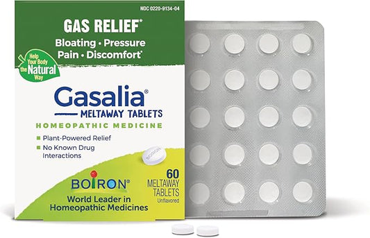 Boiron Gasalia Tablets for Relief from Gas Pressure, Abdominal Pain, Bloating, and Discomfort - 60 Count